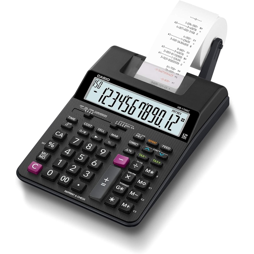 image:imageCasio HR170RC Printing Calculator 12Digit Display 2Color Print Reprint amp Correction Ideal for Bookkeeping Accounting amp Tax WorkSmall