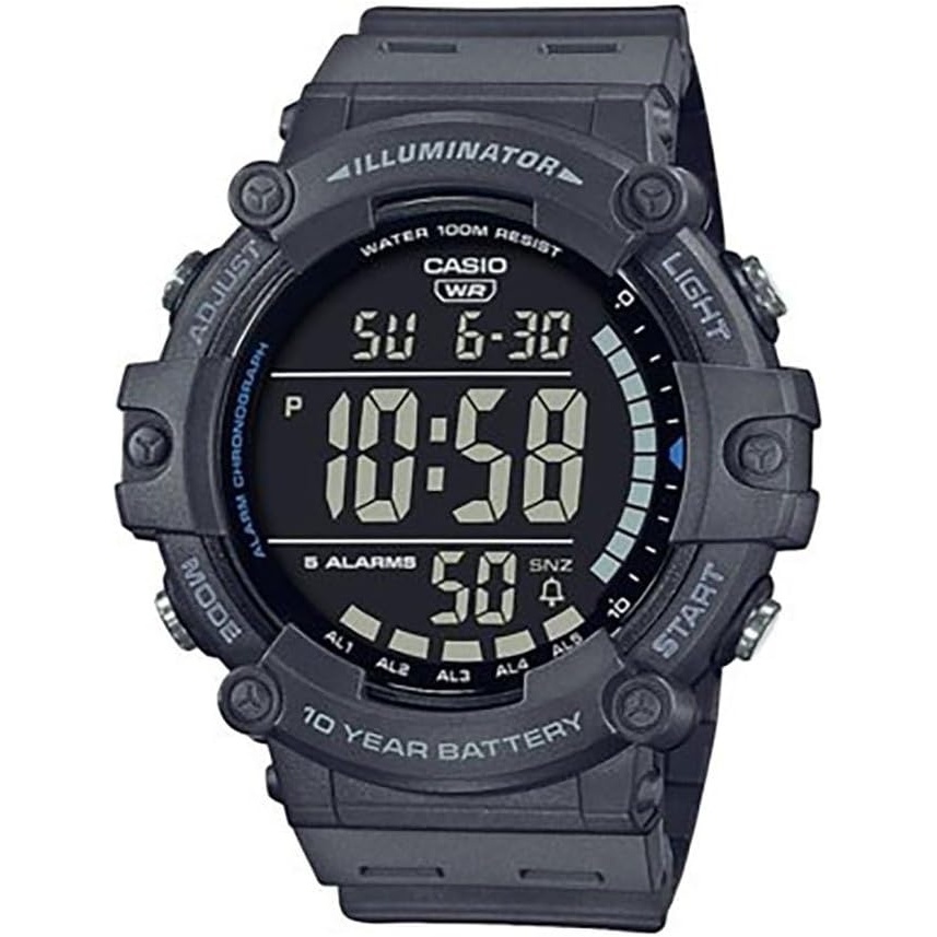 image:imageCasio Illuminator AE1500WH Series 10Year Battery LED Backlight 5Alarms 1100 Sec Stopwatch Mens Digital WatchGray