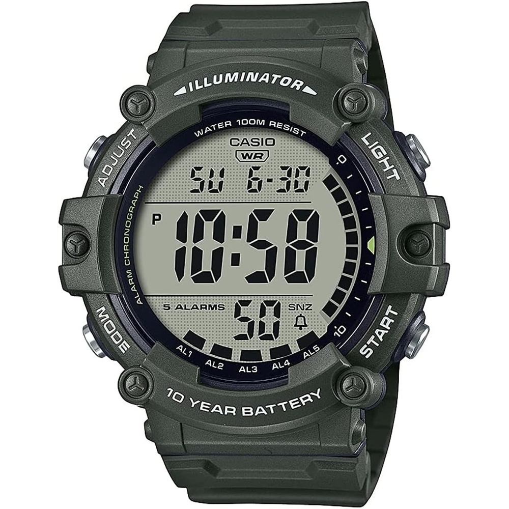 image:imageCasio Illuminator AE1500WH Series 10Year Battery LED Backlight 5Alarms 1100 Sec Stopwatch Mens Digital WatchGreen