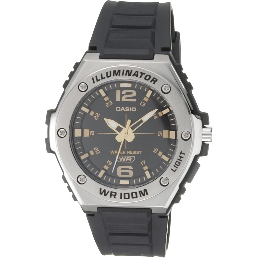 image:imageCasio Illuminator Mens Quartz Sport Watch with Black Resin Strap Heavy Duty Metal Bezel Model MWA100H1A2V SilverTone