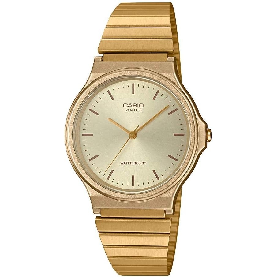image:imageCasio MQ24 Series Quartz Analog Watch for Men Water Resistant Resin Case Resin Band Resin Glass Three Hand Analog HR Min SEC Classic Casio Design 3 Year BatteryGold
