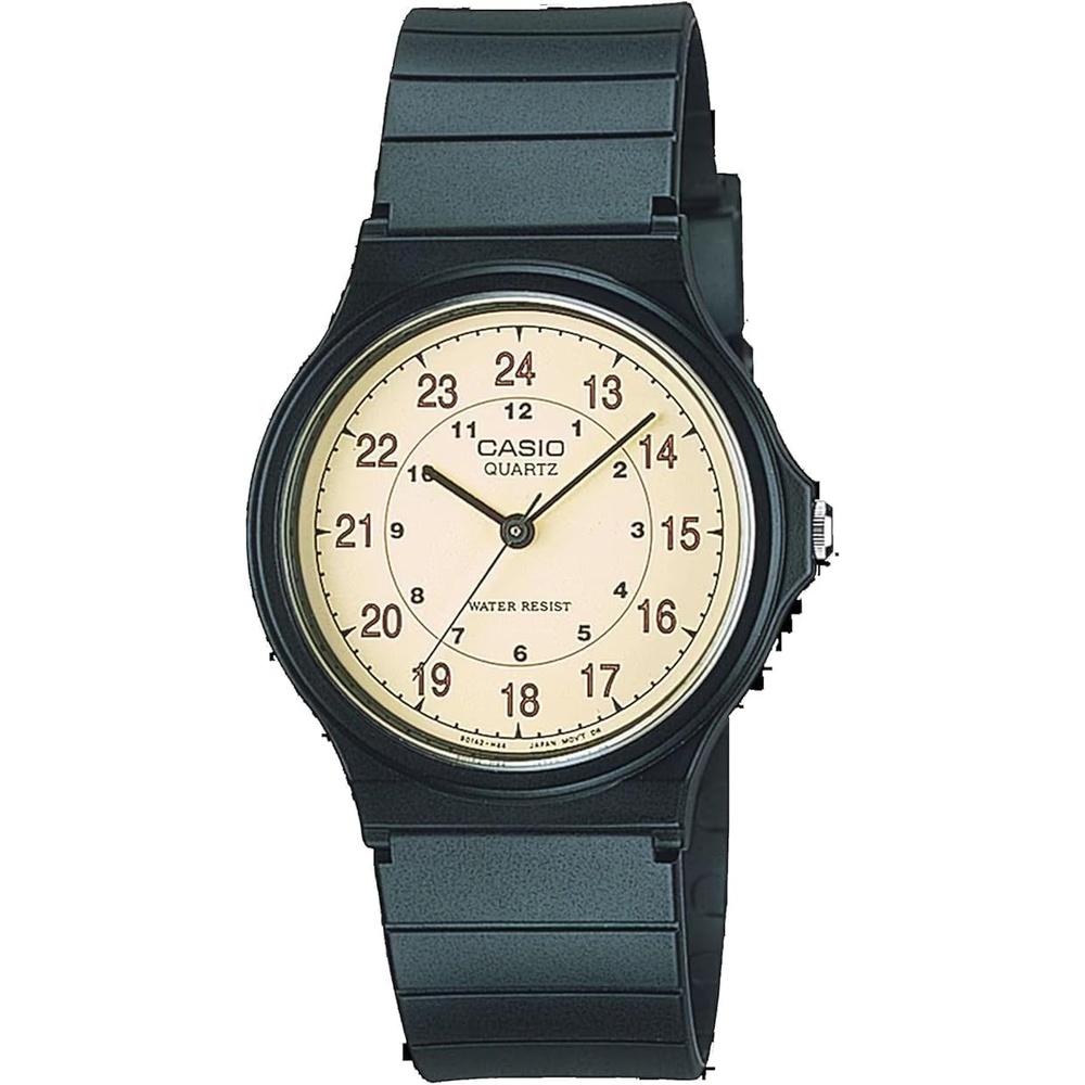 image:imageCasio MQ24 Series Quartz Analog Watch for Men Water Resistant Resin Case Resin Band Resin Glass Three Hand Analog HR Min SEC Classic Casio Design 3 Year BatteryGoldBlack