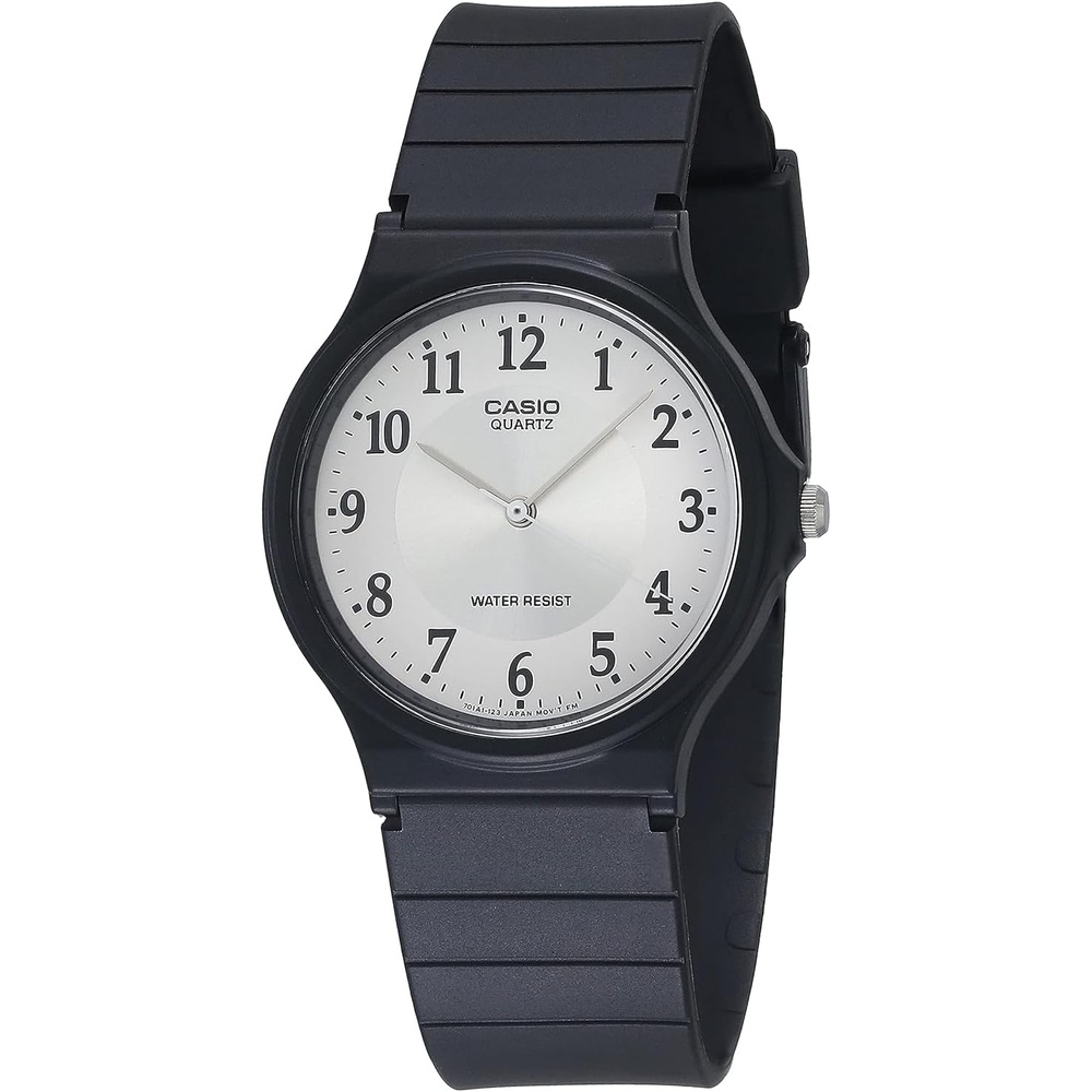 image:imageCasio MQ24 Series Quartz Analog Watch for Men Water Resistant Resin Case Resin Band Resin Glass Three Hand Analog HR Min SEC Classic Casio Design 3 Year BatteryBlackWhite