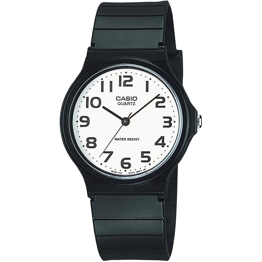 image:imageCasio MQ24 Series Quartz Analog Watch for Men Water Resistant Resin Case Resin Band Resin Glass Three Hand Analog HR Min SEC Classic Casio Design 3 Year BatteryWhiteBlack