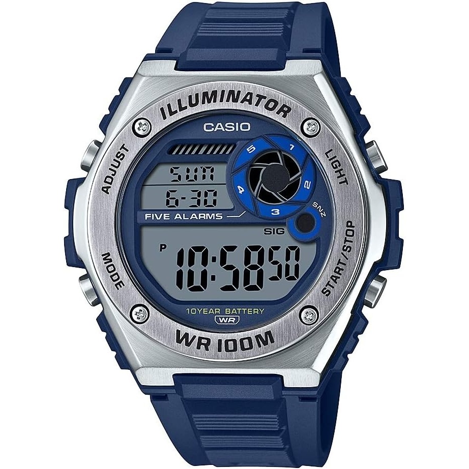 image:imageCasio MWD100H Series Mens Digital Watch 1100 SEC Stopwatch Countdown Timer LED Light 100 Meter Water Resistance Multi Function Alarm Auto Calendar Dual Time 10 Yr BatteryBlue