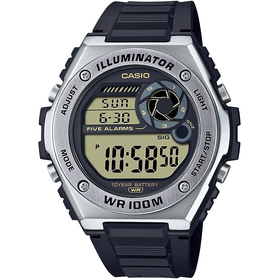 image:imageCasio MWD100H Series Mens Digital Watch 1100 SEC Stopwatch Countdown Timer LED Light 100 Meter Water Resistance Multi Function Alarm Auto Calendar Dual Time 10 Yr BatteryBlack