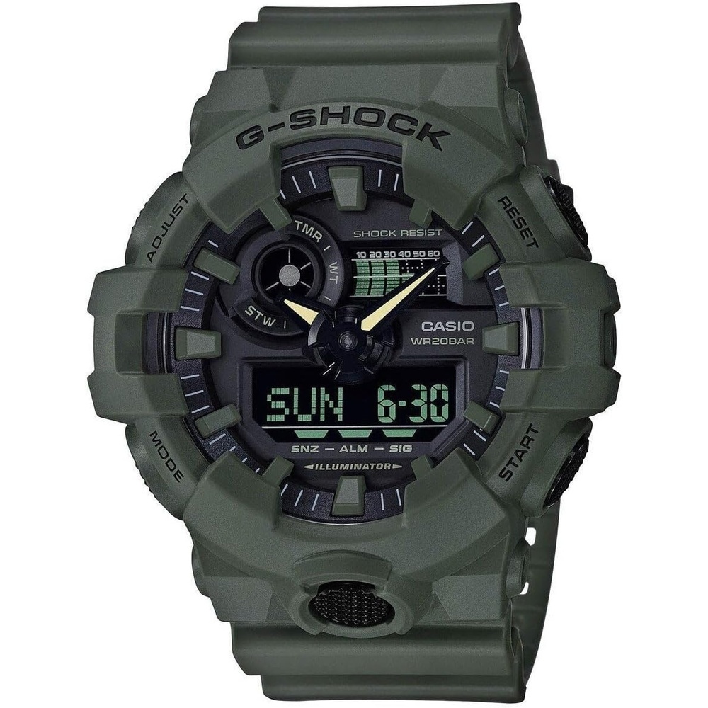 image:imageCasio Mens 700UC Series GShock Quartz 200M WR Shock Resistant Resin Strap and CaseOlive Green