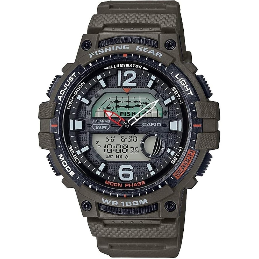 image:imageCasio Mens Fisher Timer Quartz Watch with Resin Strap Green 241 Model WSC1250H3AVCF