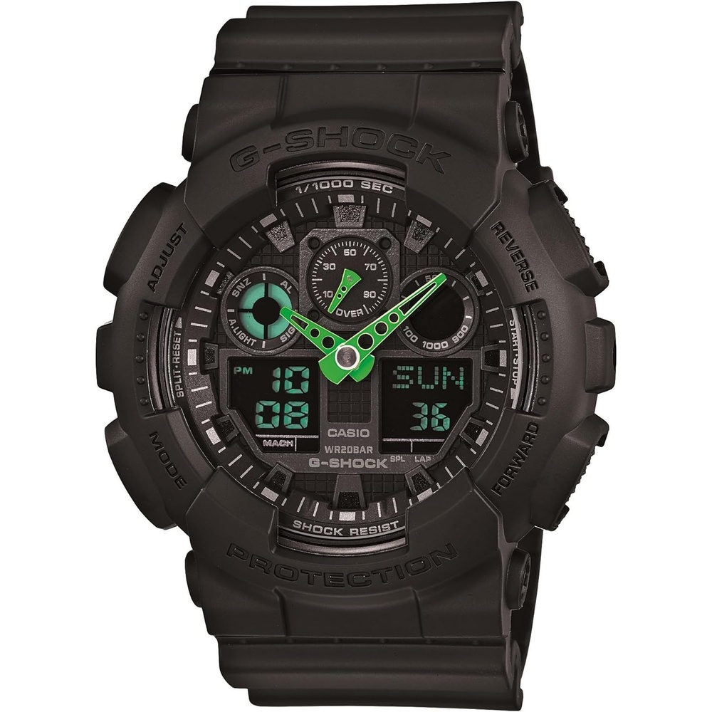 image:imageCasio Mens GA100 XL Series GShock Quartz 200M WR Shock Resistant WatchBlackGreen
