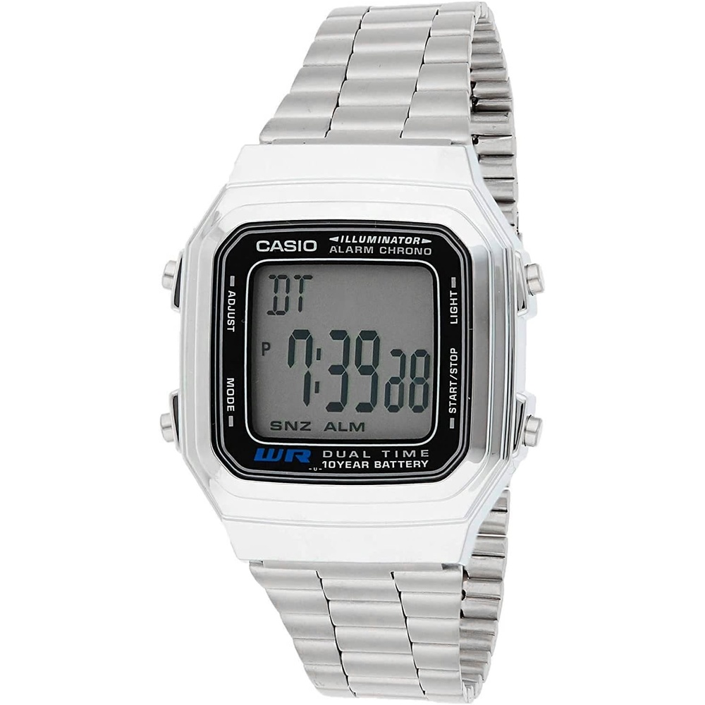 image:imageCasio Mens Vintage A178WA1A Silver StainlessSteel Quartz Watch with Grey Dial