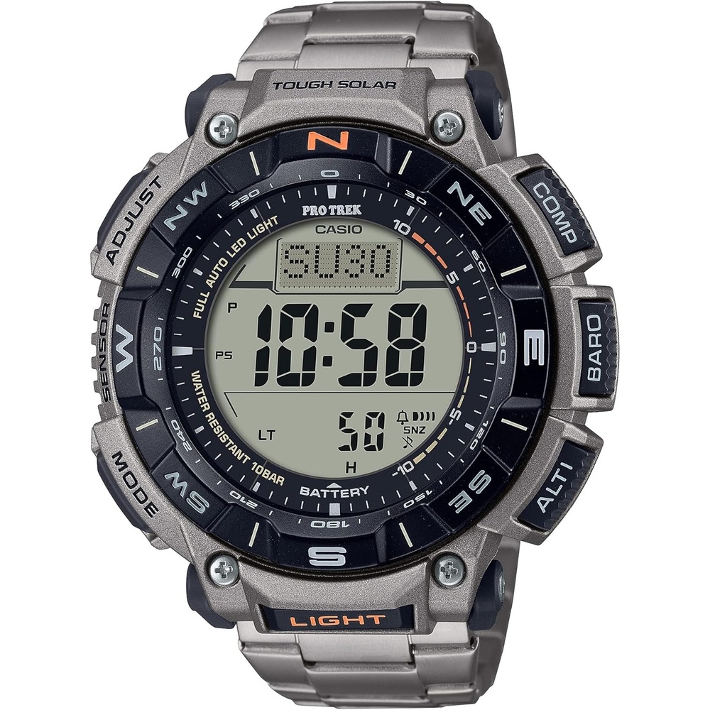 image:imageCasio PRG340 Series Pro Trek 100 Meter Water Resistance Compass AltBaroThermo Tough Solar Power 1100 SEC Stopwatch Countdown Timer World TimeSilver