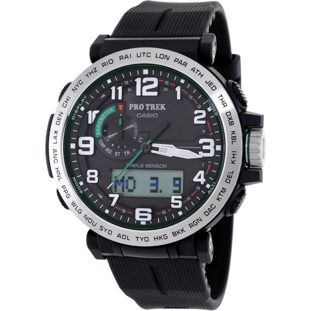 image:imageCasio PRG601 Series Pro Trek 100M WR 1100 SEC Stop Watch CompassAltBaroThermo Tough Solar PowerAtomic Timekeeping 1100 SEC Stopwatch Countdown Timer World TimeBlack
