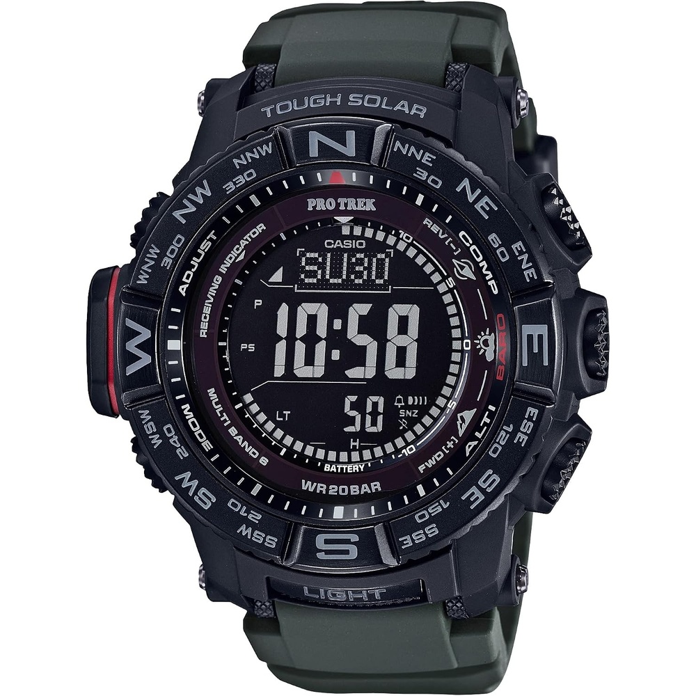 image:imageCasio PRW3500 Series Pro Trek 100M WR Compass AltBaroThermo Tough Solar Power Atomic Timekeeping 1100 SEC Stopwatch Countdown Timer World TimeGreen