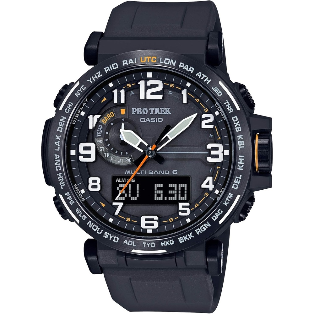 image:imageCasio PRW6600Y Series Pro Trek 100M WR Compass AltBaroThermo Tough Solar Power Atomic Timekeeping 1100 SEC Stopwatch Countdown Timer World TimeBlack