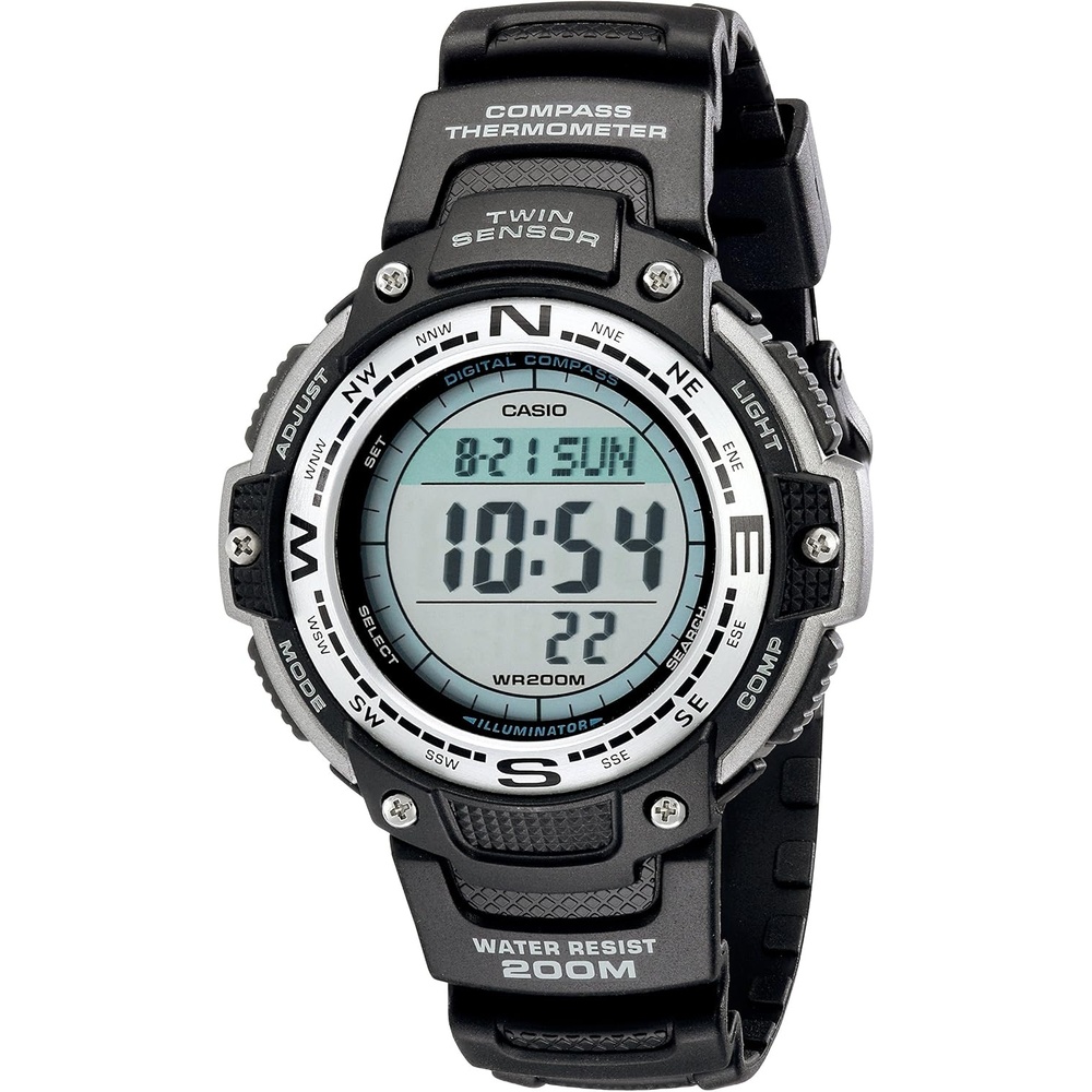 image:imageCasio SGW100 Series  Digital Watch amp Compass  200M WR  100 SEC Stopwatch  Twin Sensor for Direction amp Temperature  Low Temp Resistant  World Time  Auto Calendar  Multi AlarmBlack