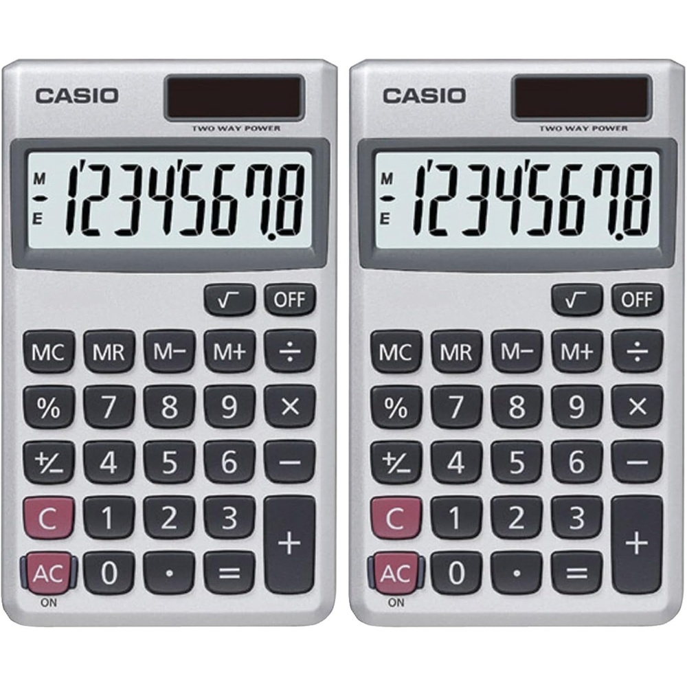 image:imageCasio SL300SV Standard Function Desktop Calculator General Purpose Large 8Digit Display Pocket Size Basic Math Functions Ideal for Home amp Office1 Count Pack of 2