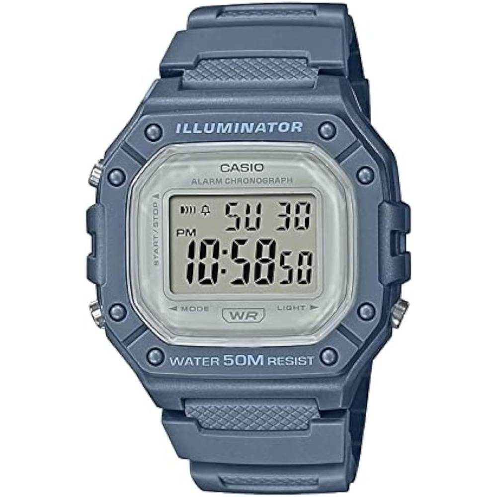 image:imageCasio W218H Series Mens Digital Watch 50M WR 1100 Second Stopwatch 100 SEC Chronograph LED Backlight Countdown Timer Daily Alarm Hourly Time Signal 7 Year BatteryMedium Blue