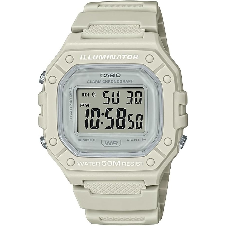 image:imageCasio W218H Series Mens Digital Watch 50M WR 1100 Second Stopwatch 100 SEC Chronograph LED Backlight Countdown Timer Daily Alarm Hourly Time Signal 7 Year BatteryLight Gray