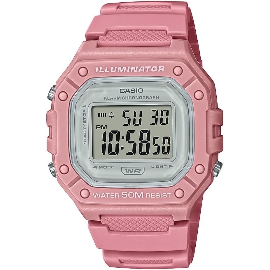 image:imageCasio W218H Series Mens Digital Watch 50M WR 1100 Second Stopwatch 100 SEC Chronograph LED Backlight Countdown Timer Daily Alarm Hourly Time Signal 7 Year BatteryPink