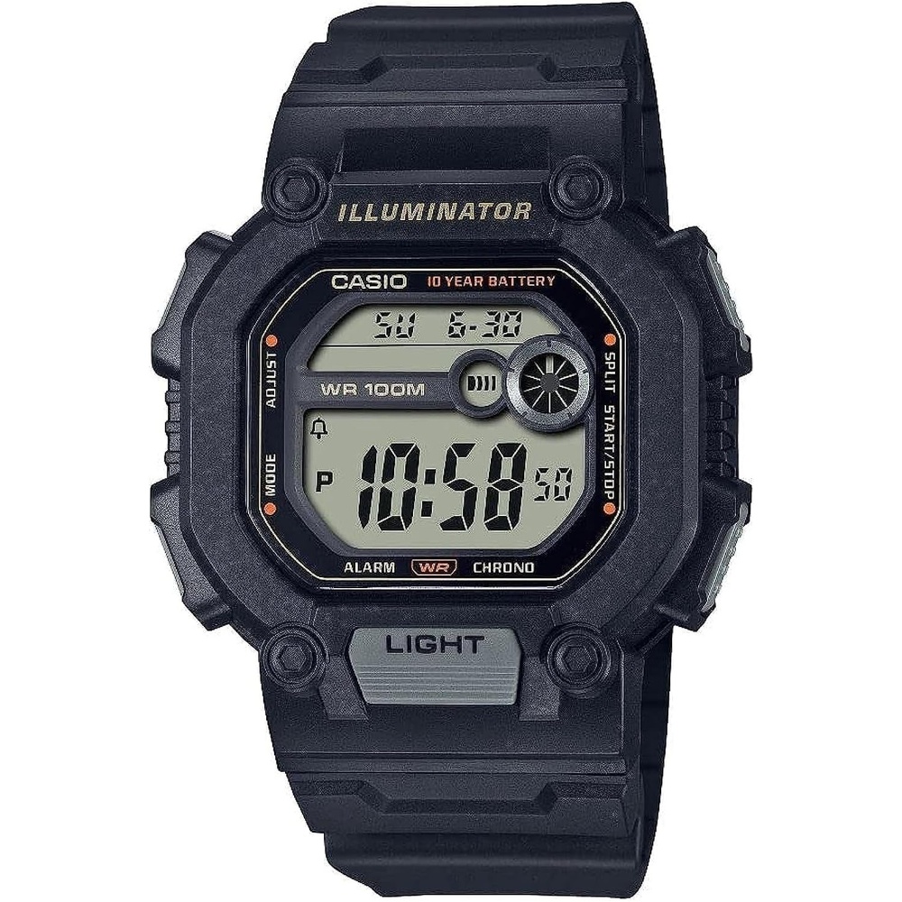 image:imageCasio W737HX Series Mens Digital Watch BlackXL Strap 1100 SEC Stopwatch Countdown Timer Super Illuminator LED Light 100M WR Daily Alarm Auto Calendar Dual Time 10 Yr BatteryBlack
