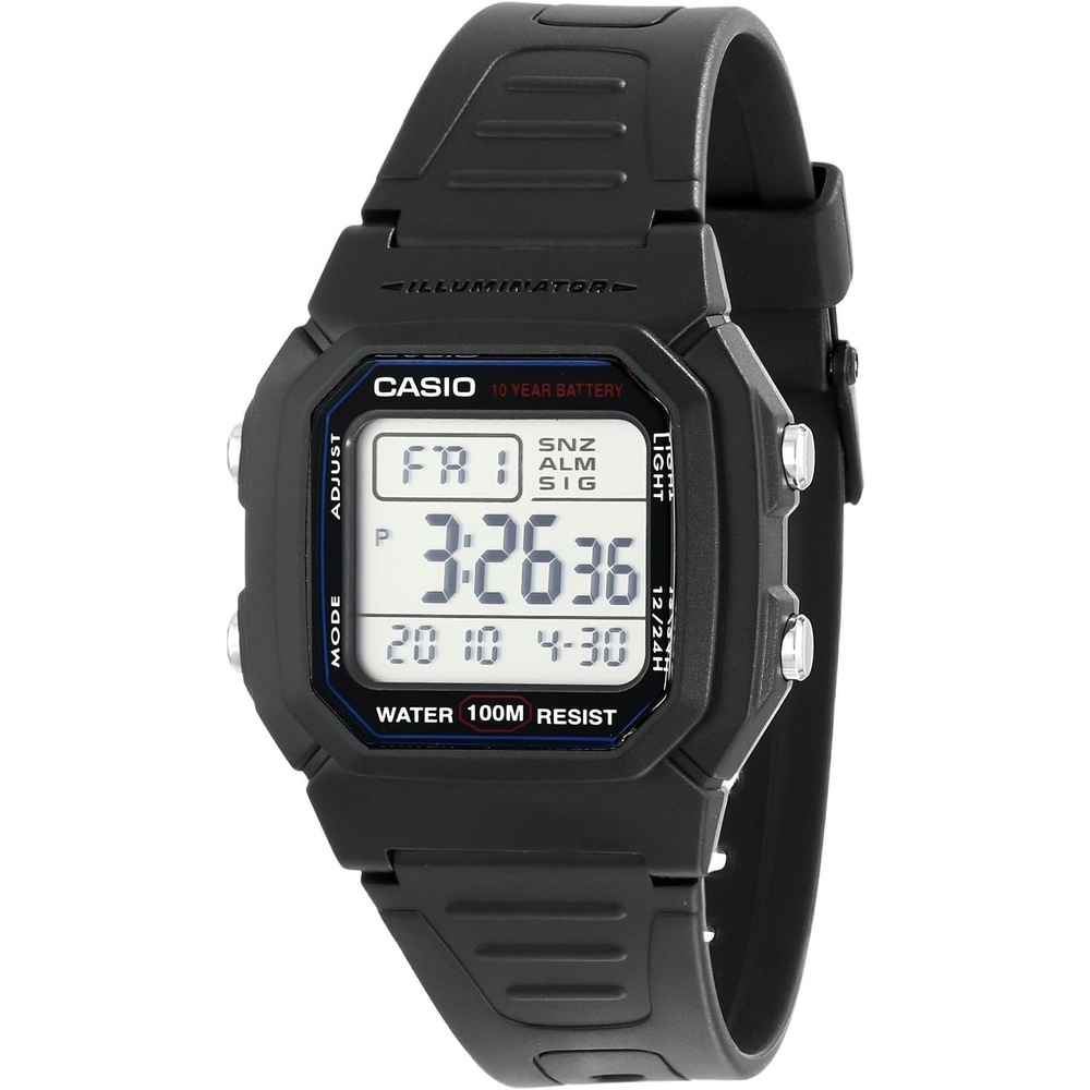 image:imageCasio W800HG Series Mens Digital Watch 100 Meter Water Resistance Multi Function Alarm 100 SEC Stopwatch Auto Calendar Countdown Timer LED Light Dual Time 10 Year BatteryBlack
