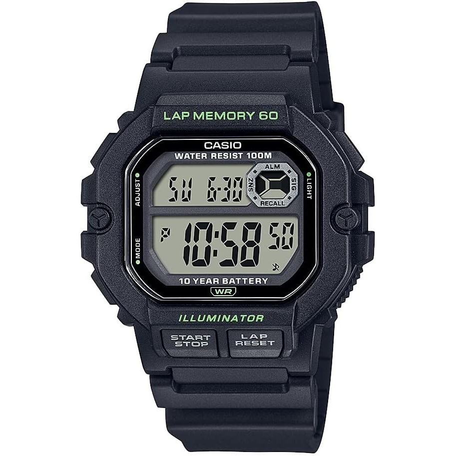 image:imageCasio WS1300H Series Digital Watch 100 Meter Water Resistance LED Backlight 1100 SEC Stopwatch Tide Graph Coundtown Timer LED Light Multi Function Alarms 10 Year BatteryBlack