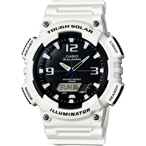 Casio AQS800W Series | Analog Digital Watch | 100M WR | Solar Powered | 1/100 SEC Stop Watch | 6-Language Day of The Week Indicator | Countdown Timer | LED Light | Multi Alarm(White)