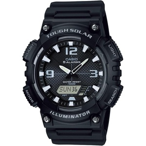 Casio AQS800W Series | Analog Digital Watch | 100M WR | Solar Powered | 1/100 SEC Stop Watch | 6-Language Day of The Week Indicator | Countdown Timer | LED Light | Multi Alarm(Black)