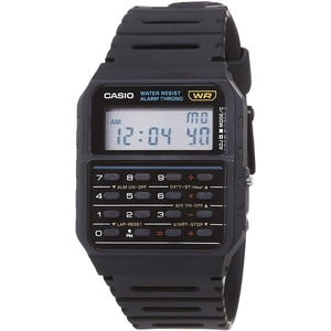 Casio CA53W Vintage Series | Data Bank | 1/100 SEC Stopwatch | Water Resistant | 8 Digit Calculator | Dual Time | Resin Band | Resin Case | Auto Calendar | Daily Alarm | 5 Year Battery(Black)