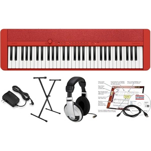 Casio Casiotone CT-S1 – 61-Key Touch-Sensitive Retro Keyboard | Sleek, Portable Design for Beginners to Pros | Stereo Grand Piano + 60 AiX Tones | USB-MIDI Connectivity | Red(Red)