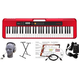 Casio Casiotone CT-S200RD – 61-Key Portable Keyboard for Beginners | 400 Tones, 77 Rhythms, LCD Display, Dance Music Mode, USB-MIDI, Stereo Speakers | Includes Power Supply & Music Rest | Red(Red)