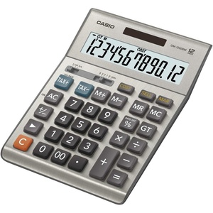 Casio DM-1200BM – Business Desktop Calculator with Cost/Sell/Margin & Tax Keys | Extra-Large 12-Digit Display, Kickstand | Ideal for Office & Finance Use, Silver(Calculator)