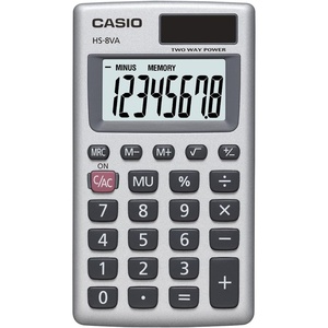 Casio HS-8VA Mini 6-Function Calculator | Large 8-Digit LCD Display | Solar Powered with Battery Backup | Standard Function | Portable Pocket Size(1 Count (Pack of 1))