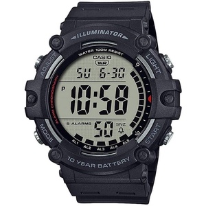 Casio Illuminator AE1500WH Series | 10-Year Battery | LED Backlight | 5-Alarms | 1/100 Sec Stopwatch | Men’s Digital Watch(Black)