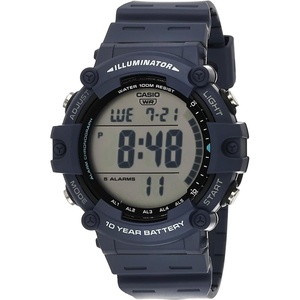 Casio Illuminator AE1500WH Series | 10-Year Battery | LED Backlight | 5-Alarms | 1/100 Sec Stopwatch | Men’s Digital Watch(Blue)