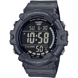 Casio Illuminator AE1500WH Series | 10-Year Battery | LED Backlight | 5-Alarms | 1/100 Sec Stopwatch | Men’s Digital Watch(Gray)