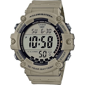 Casio Illuminator AE1500WH Series | 10-Year Battery | LED Backlight | 5-Alarms | 1/100 Sec Stopwatch | Men’s Digital Watch(Tan)