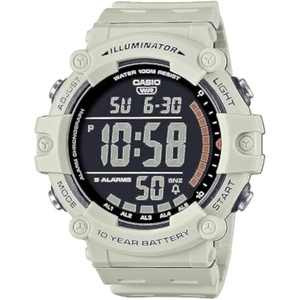 Casio Illuminator AE1500WH Series | 10-Year Battery | LED Backlight | 5-Alarms | 1/100 Sec Stopwatch | Men’s Digital Watch(White)
