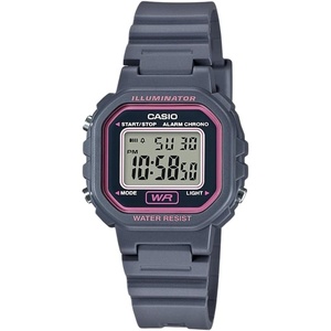 Casio LA20WH Series | Women’s Digital Watch | Water Resistant | LED Light | Auto Calendar | Date Display | 1/100 SEC Stopwatch | Regular Time Keeping (HR, Min, SEC, PM, Date, Day) | 5 Yr Batt(Grey/Pink)