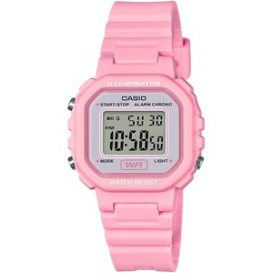 Casio LA20WH Series | Women’s Digital Watch | Water Resistant | LED Light | Auto Calendar | Date Display | 1/100 SEC Stopwatch | Regular Time Keeping (HR, Min, SEC, PM, Date, Day) | 5 Yr Batt(Pink/White)
