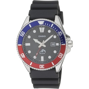 Casio MDV106 Series | Unisex Analog Watch | 200M WR | Stainless Steel Case | Resin Band | 2 Hand Analog (HR, Min, SEC) | Date Display | Screw Down Crown/Screw Down Caseback | 3 Year Battery(Blue/Red)