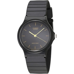 Casio MQ24 Series | Quartz Analog Watch for Men | Water Resistant | Resin Case | Resin Band | Resin Glass | Three Hand Analog (HR, Min, SEC) | Classic Casio Design | 3 Year Battery(Black/Gold)
