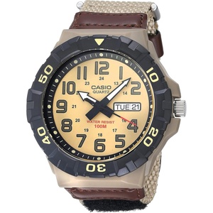 Casio MRW200H Series | Men’s Analog Watch | Sporty Design | 100 Meter Water Resistance | Date Display | Rotary Bezel | Regular Time Keeping (HR, Min, SEC, PM, Date, Day) | 3 Year Battery(Khaki)