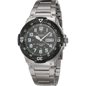 Casio MRW200H Series | Unisex Analog Watch | 100M WR | Stainless Steel Case | Resin Band | 2 Hand Analog (HR, Min, SEC) | Date Display | Screw Down Crown/Screw Down Caseback | 3 Year Battery(Silver)
