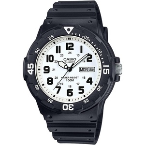 Casio MRW200H Series | Unisex Analog Watch | 100M WR | Stainless Steel Case | Resin Band | 2 Hand Analog (HR, Min, SEC) | Date Display | Screw Down Crown/Screw Down Caseback | 3 Year Battery(Black/White)