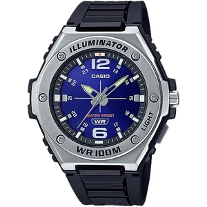 Casio MWA100H Series | Men’s Analog Watch |100M WR | Stainless Steel Bezel | LED Illuminator Backlight with Afterglow | Resin Band | 3 Hands (HR, MIN, SEC) | 3 Year Battery(Black)