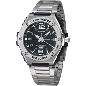 Casio MWA100H Series | Men’s Analog Watch |100M WR | Stainless Steel Bezel | LED Illuminator Backlight with Afterglow | Resin Band | 3 Hands (HR, MIN, SEC) | 3 Year Battery(Silver)