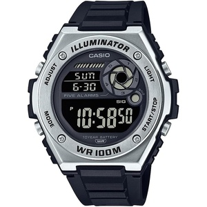 Casio MWD100H Series | Men’s Digital Watch | 1/100 SEC Stopwatch | Countdown Timer | LED Light | 100 Meter Water Resistance | Multi Function Alarm | Auto Calendar | Dual Time | 10 Yr Battery(Black/Black)