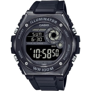 Casio MWD100H Series | Men’s Digital Watch | 1/100 SEC Stopwatch | Countdown Timer | LED Light | 100 Meter Water Resistance | Multi Function Alarm | Auto Calendar | Dual Time | 10 Yr Battery(Back/Black)