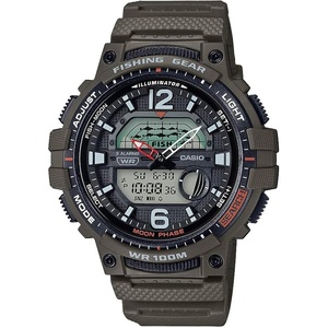 Casio Men’s Fisher Timer Quartz Watch with Resin Strap, Green, 24.1 (Model: WSC-1250H-3AVCF)